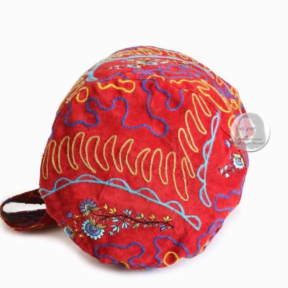 OMO Norma Kamali Bag Giant Feedbag Crossbody Extra Large Suede Embroidery Rare - Picture 11 of 15